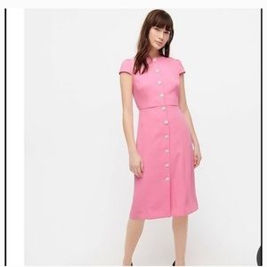 NWT J Crew button front cap-sleeve pink dress.  Size 2